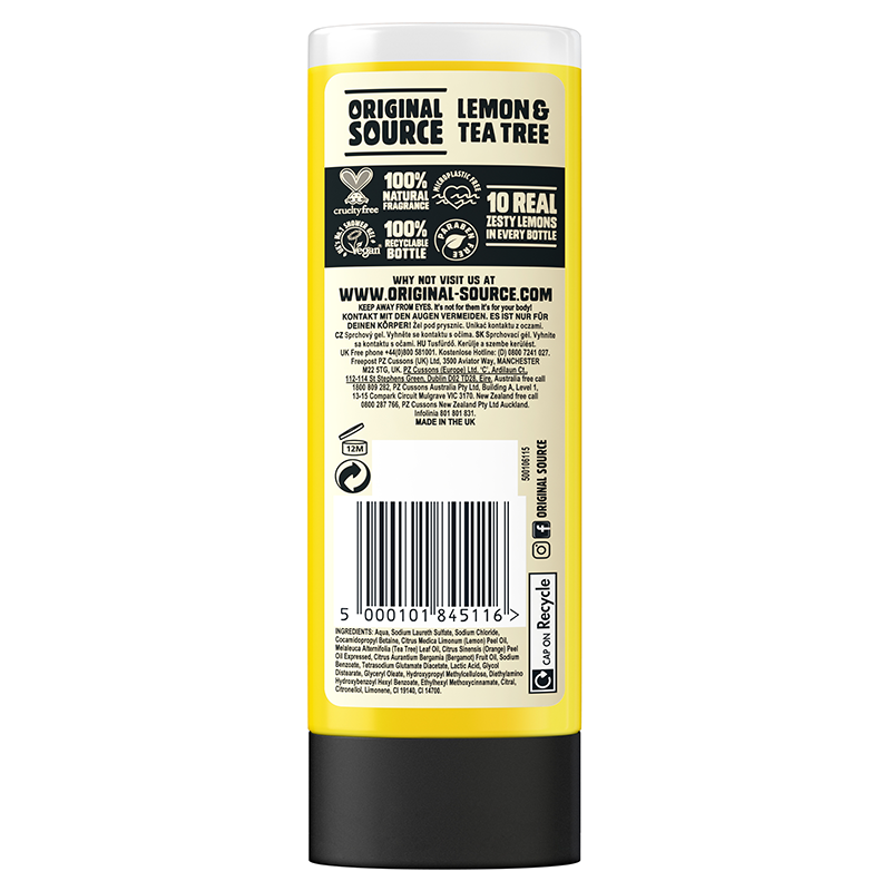 Zesty Lemon & Tea Tree Shower Gel Original Source
