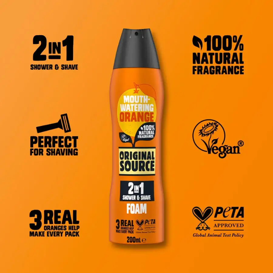 Orange 2 in 1 Shower & Shave Foam